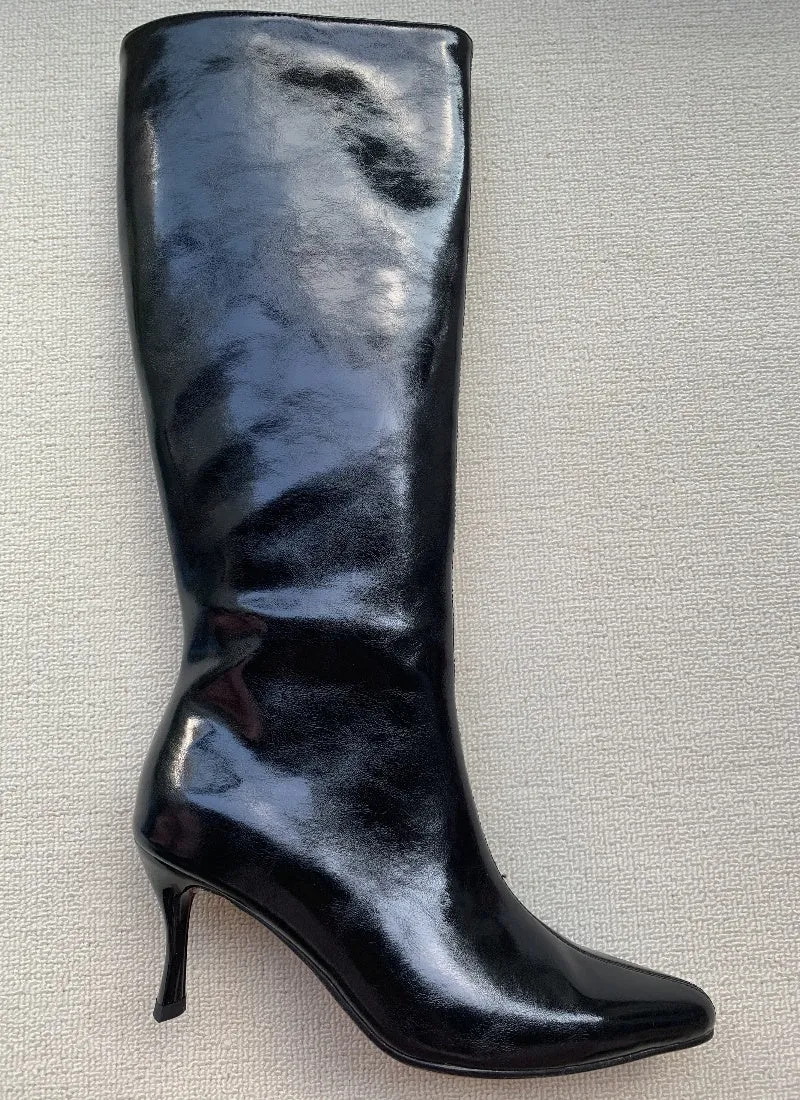 Kitten Heel  Wide Calf Tall Boots for Women