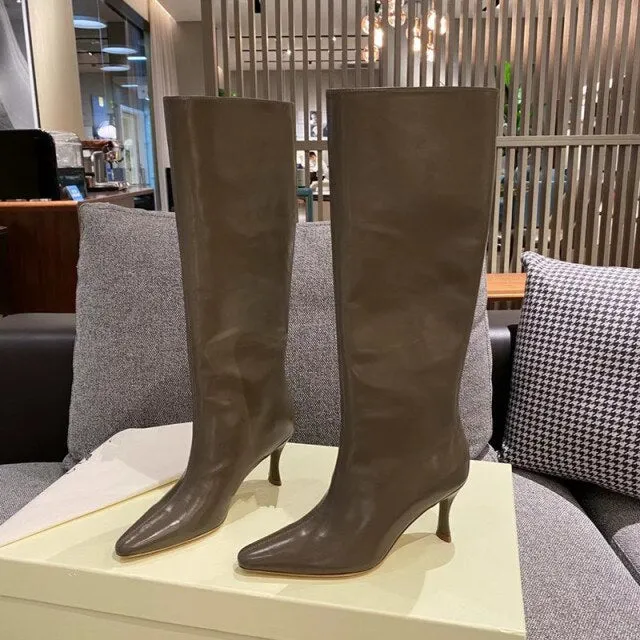 Kitten Heel  Wide Calf Tall Boots for Women