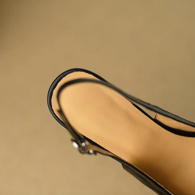 Ladies Square Toe Bow Detail Block Low Heel Slingback Pumps