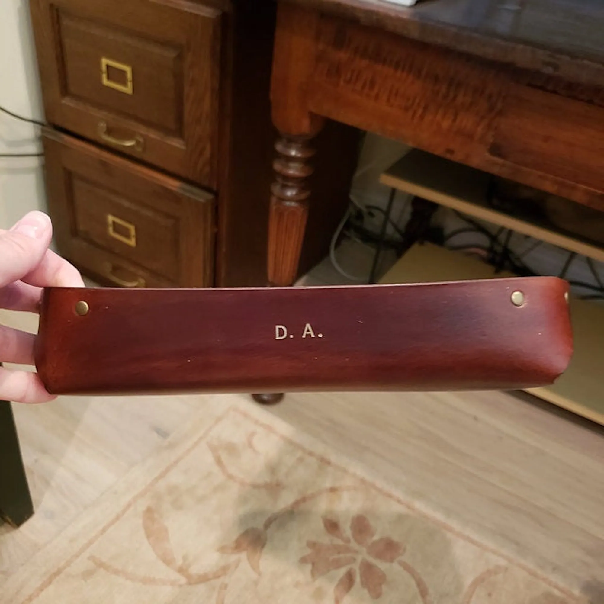 LARGE LEATHER VALET TRAY / NATURAL
