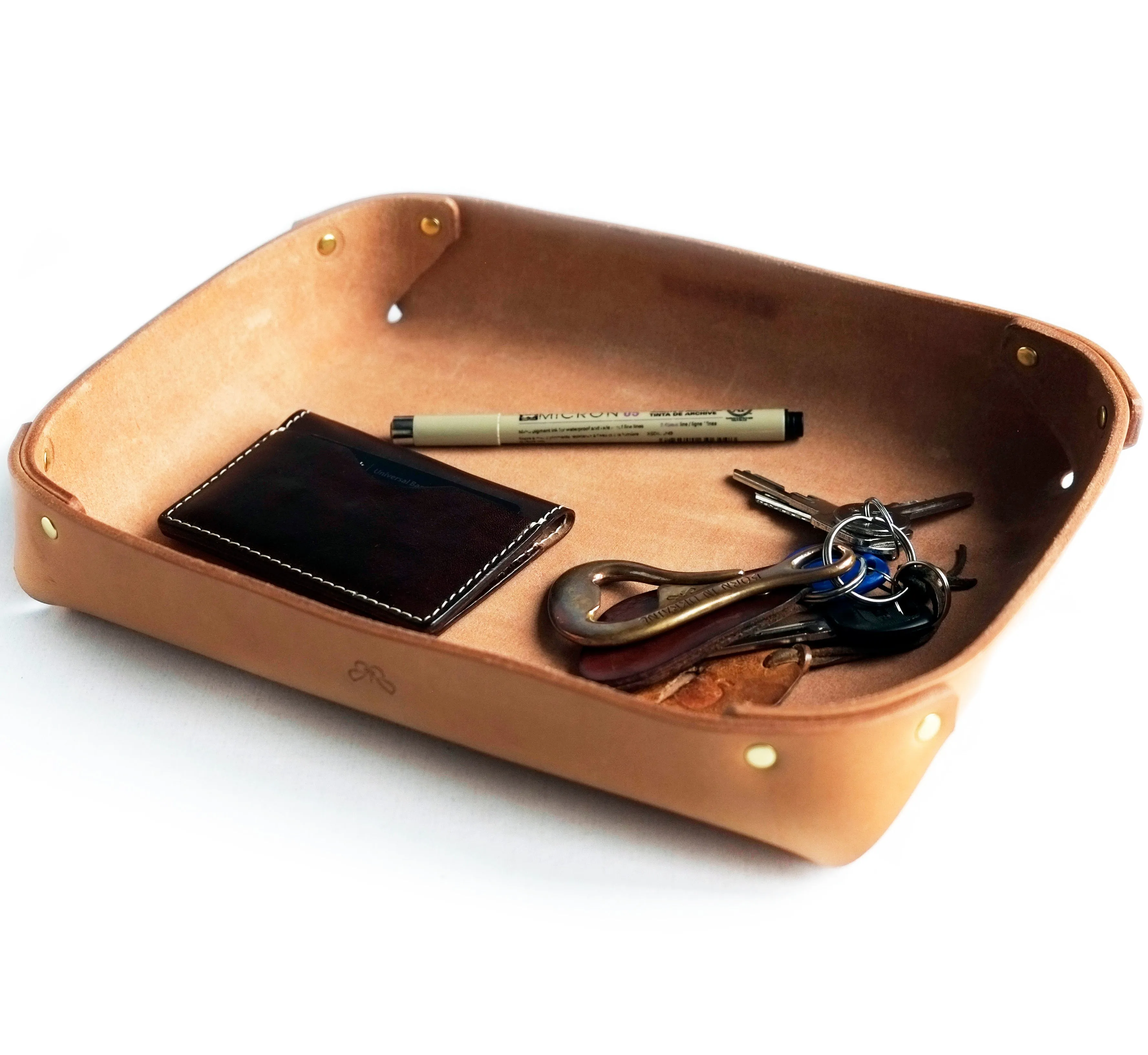LARGE LEATHER VALET TRAY / NATURAL