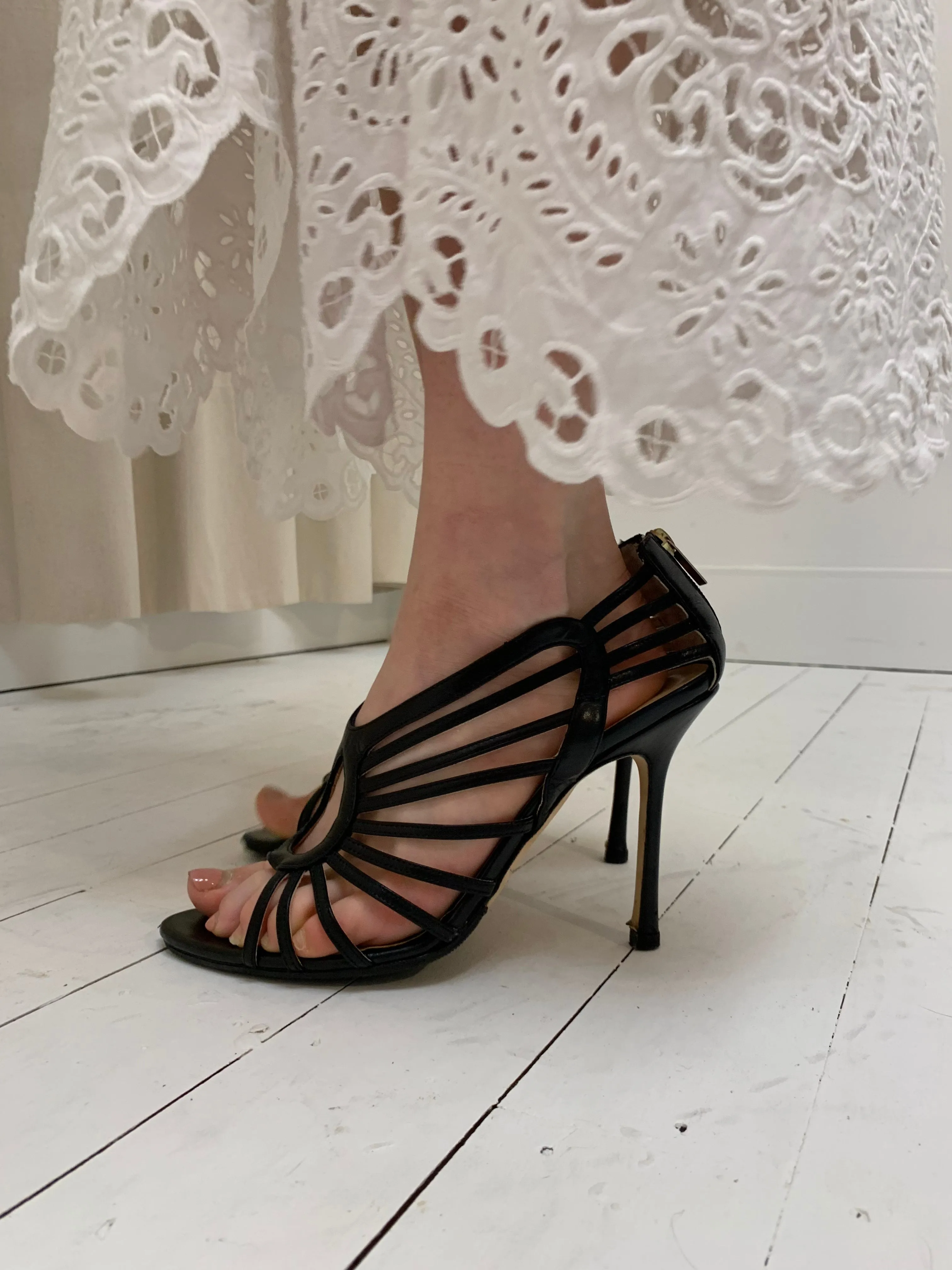 Leather cage heels, 40