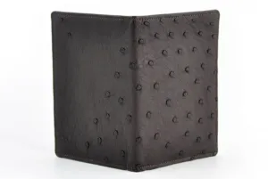 Leather Passport Wallet / Credit Card Case - Ostrich Leather -  Walnut Brown
