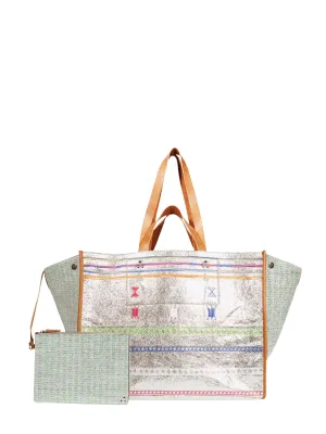 Leon Handbag in Silver Embroidery