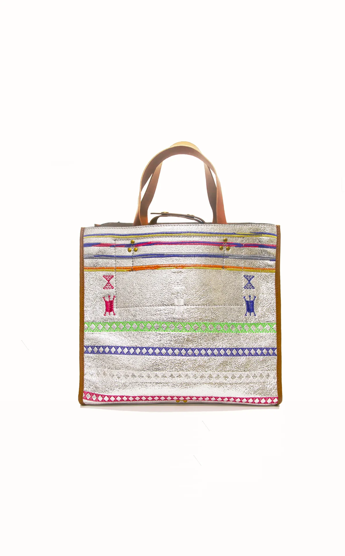 Leon Handbag in Silver Embroidery