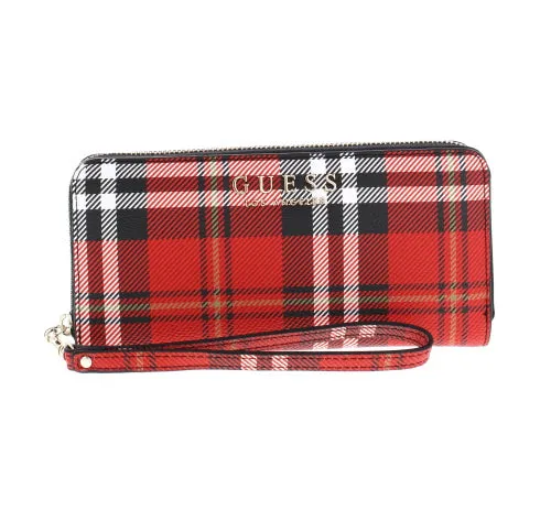 LIZZY LARGE ZIP AROUND WALLET PLAID BLACK MULTI -