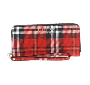 LIZZY LARGE ZIP AROUND WALLET PLAID BLACK MULTI -