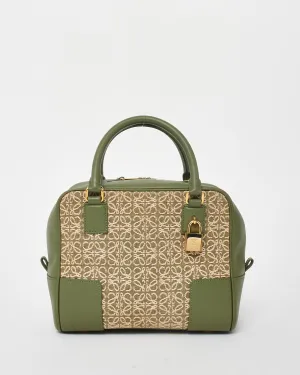 Loewe Green Anagram Jacquard Canvas & Leather Amazona 19 Tote Bag - MISSING STRAP