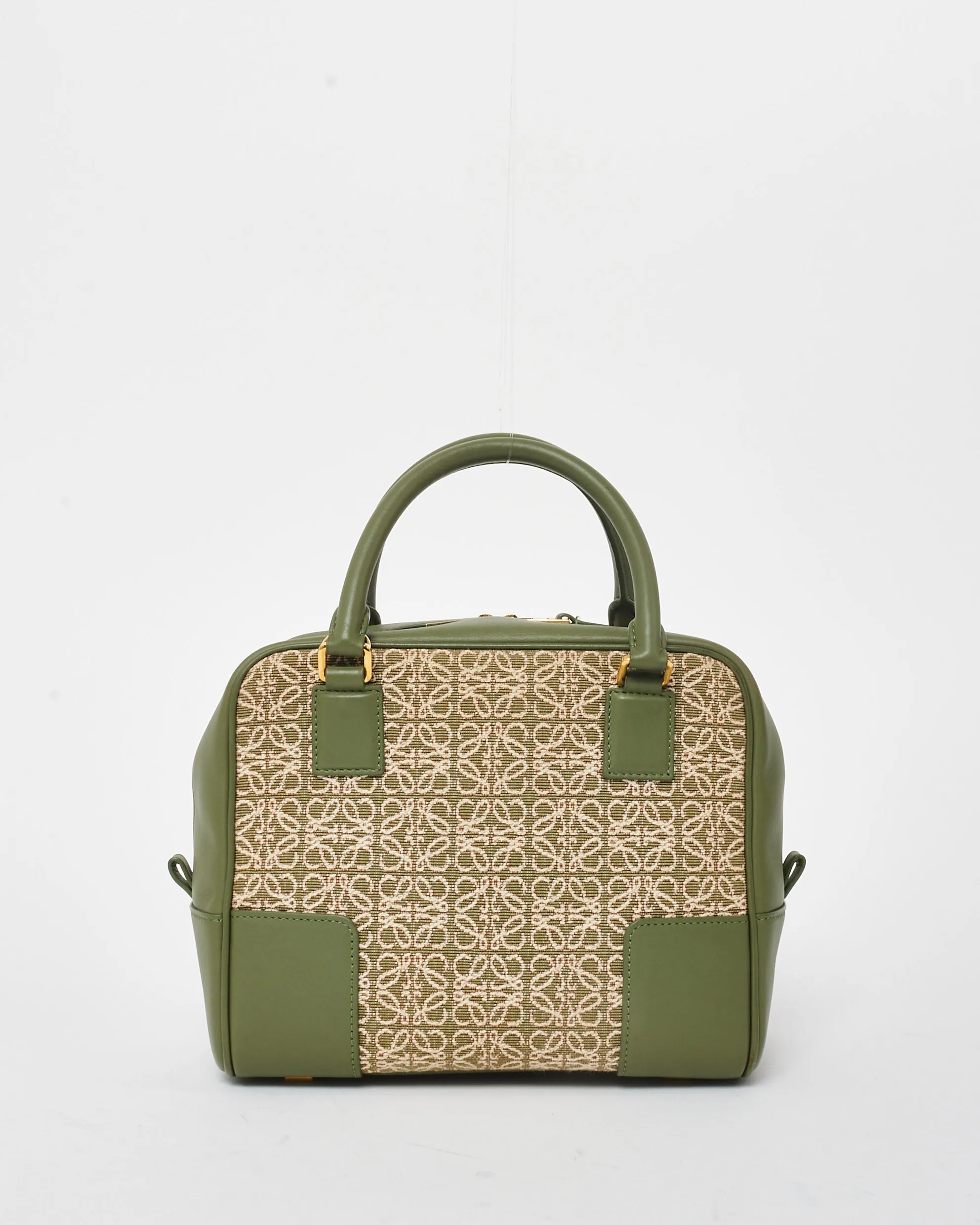 Loewe Green Anagram Jacquard Canvas & Leather Amazona 19 Tote Bag - MISSING STRAP