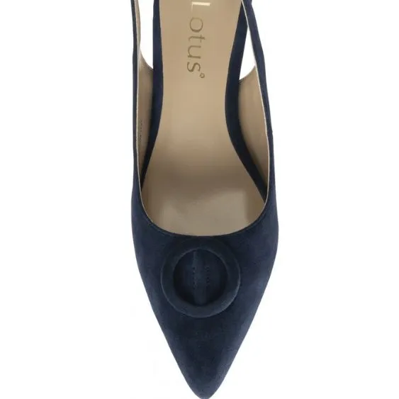Lotus Delfina Navy Suede Kitten Heel Shoe