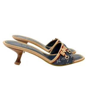 Louis Vuitton Denim Logo Kitten Heels