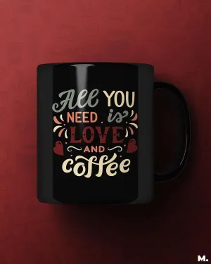 Love and coffee printed mugs