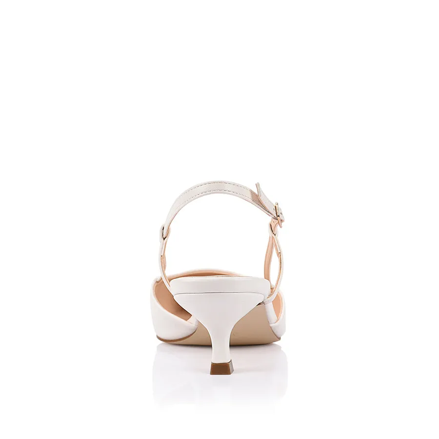 Lucas Slingback Kitten Heels - Chalk White