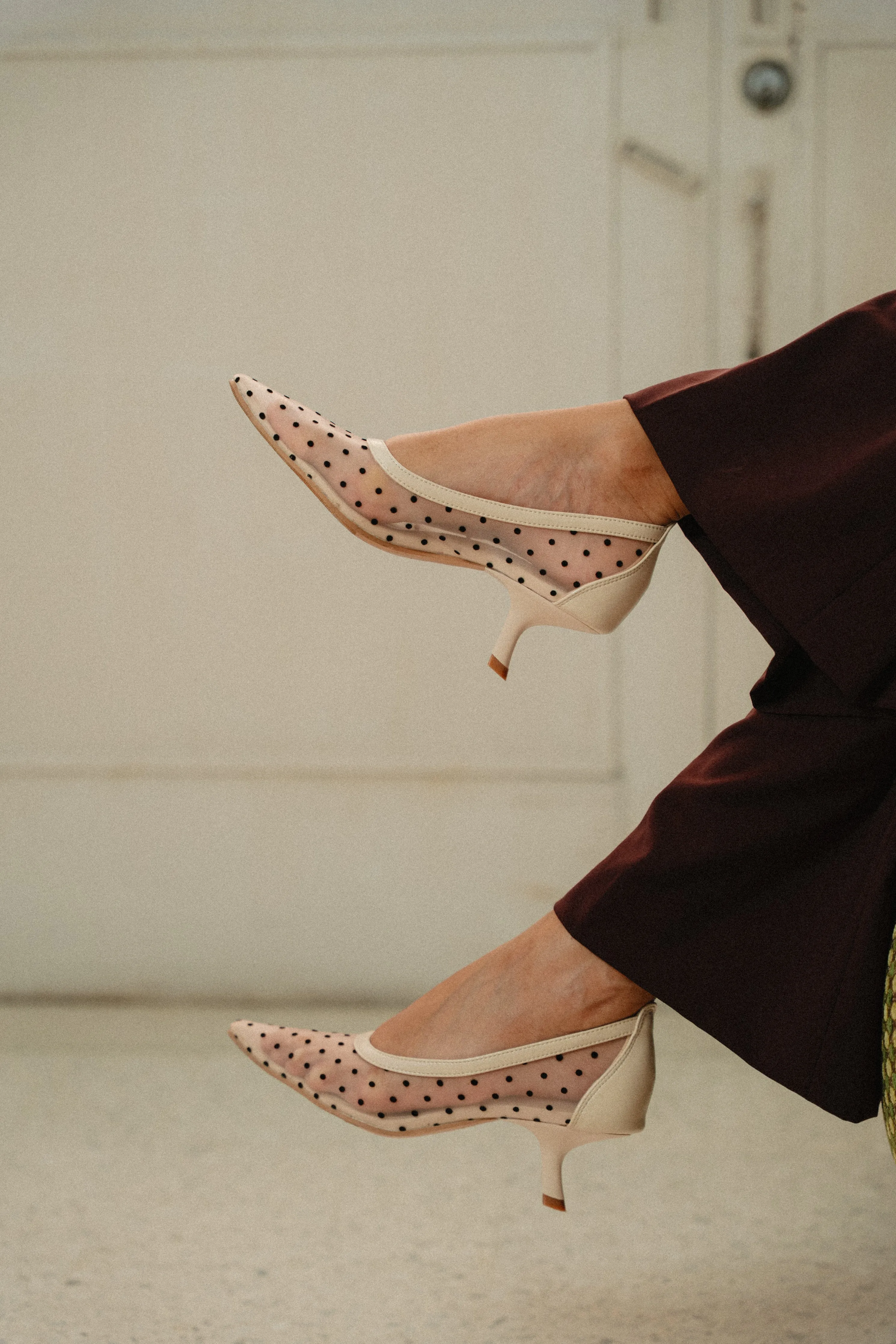Lucy Mesh Heels in Polka