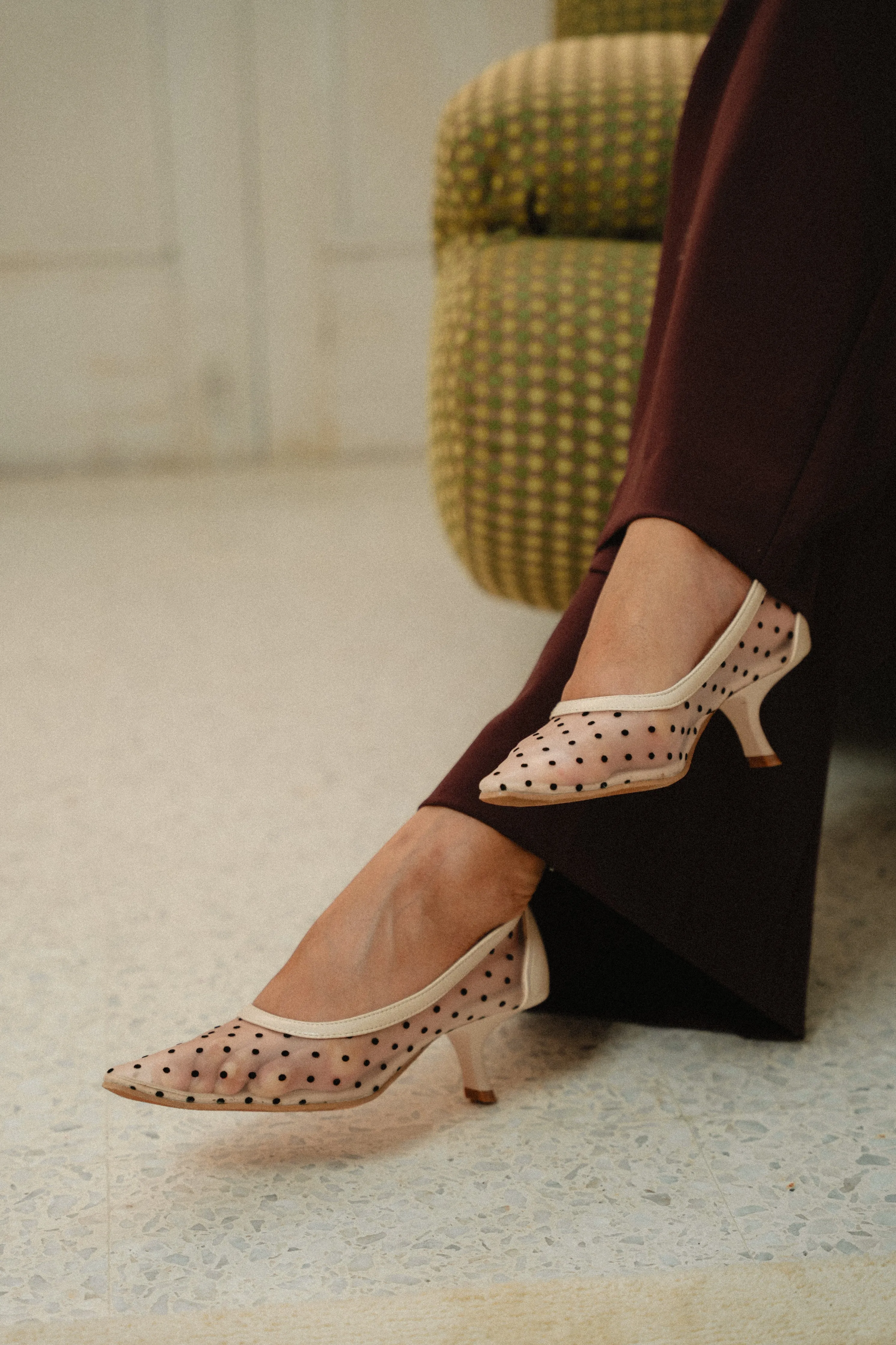 Lucy Mesh Heels in Polka