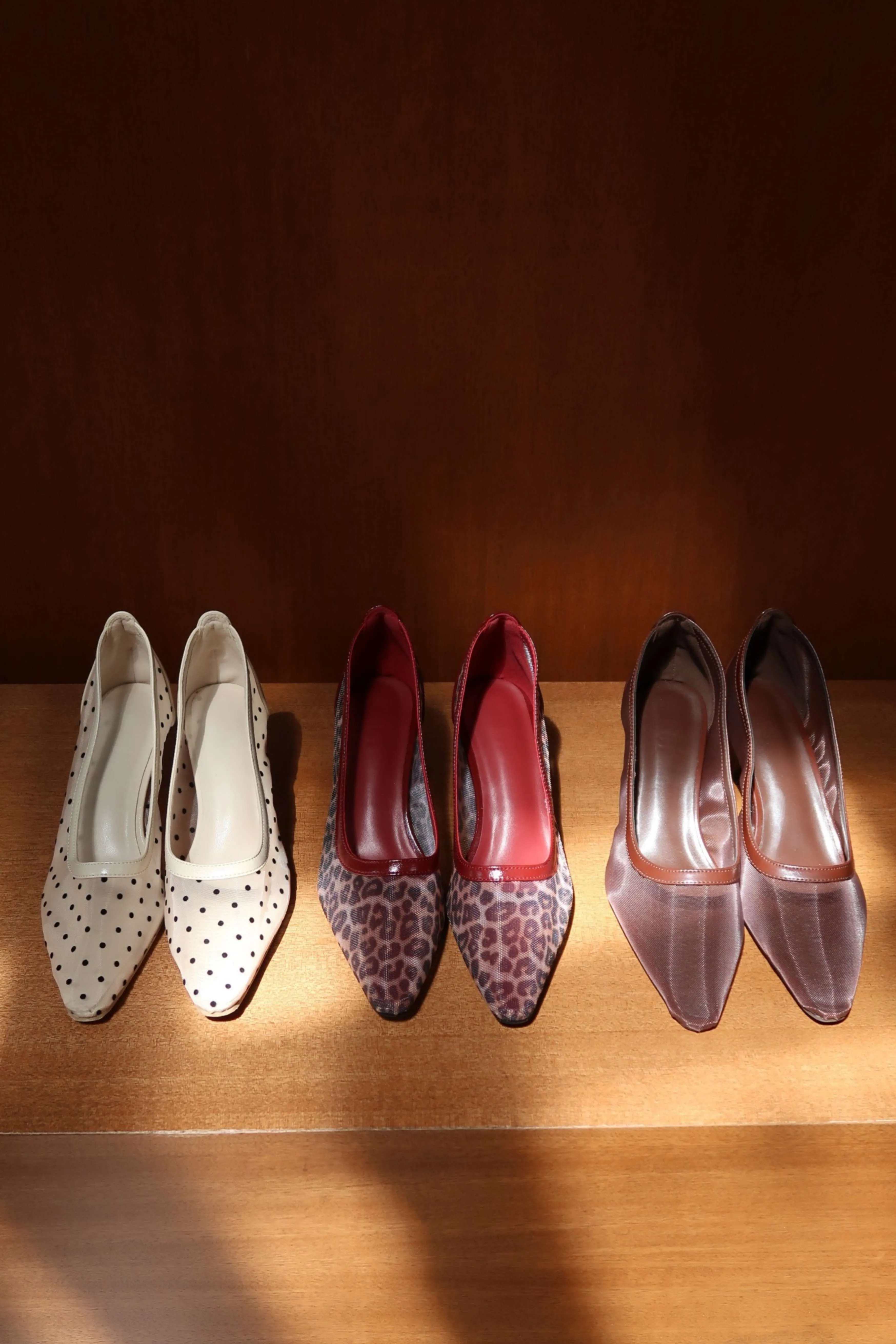 Lucy Mesh Heels in Polka