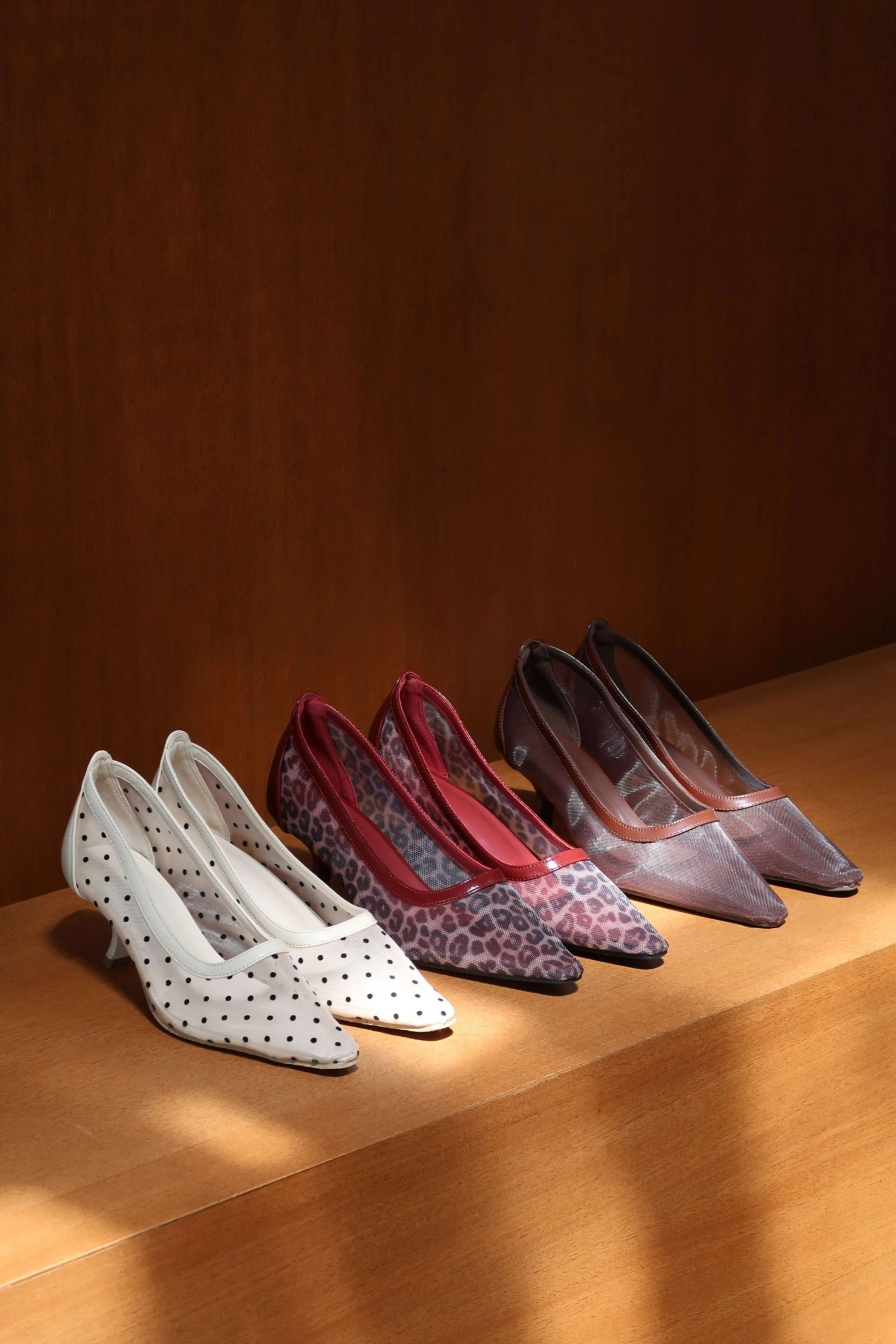 Lucy Mesh Heels in Polka