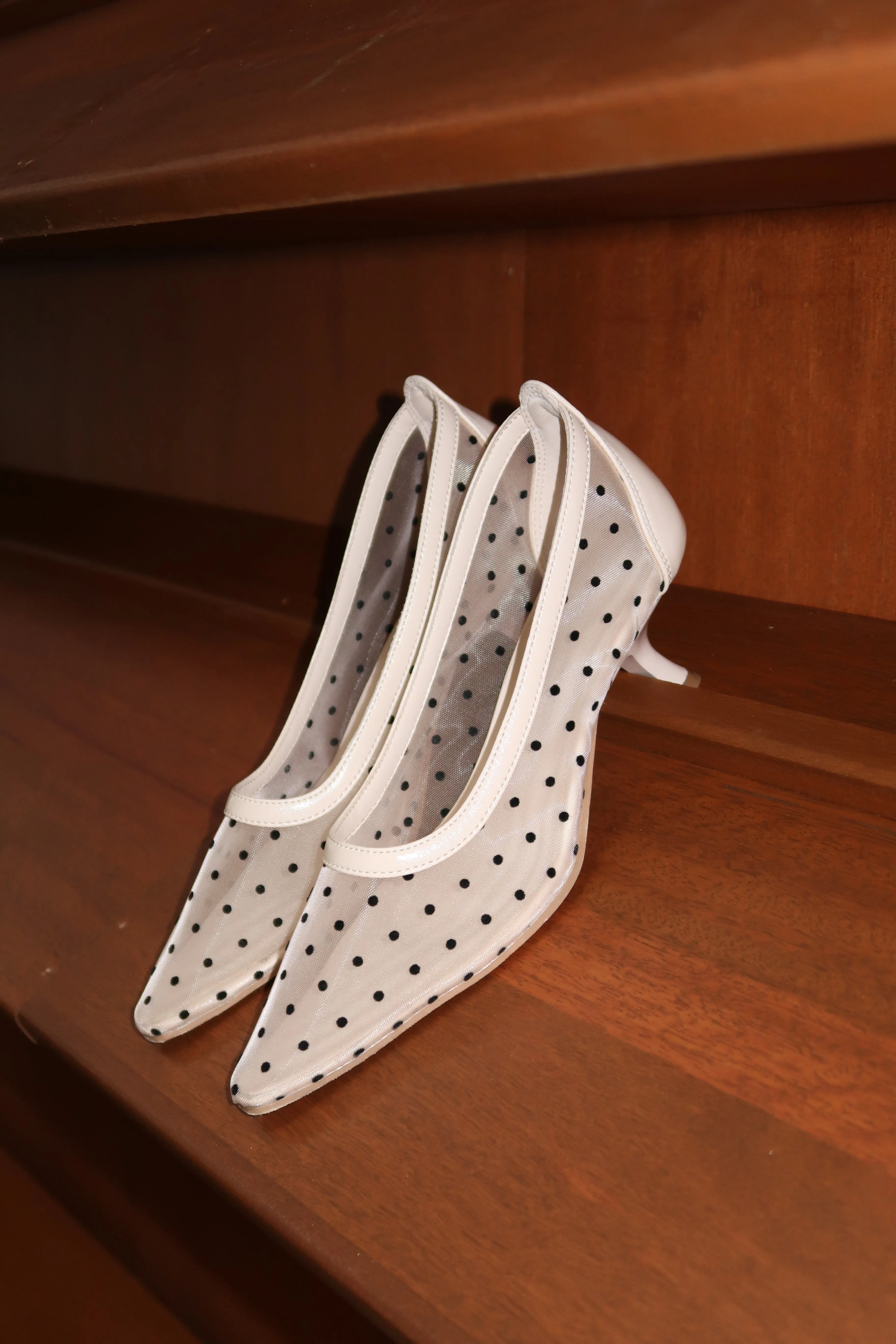 Lucy Mesh Heels in Polka