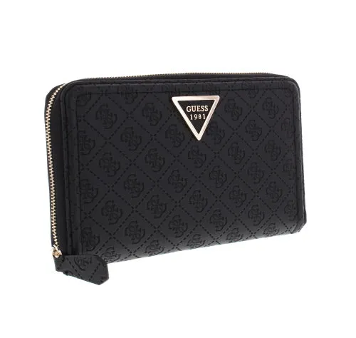 LYRA PASSPORT CASE ZIP AROUND EMBOSSED LOGO BLACK