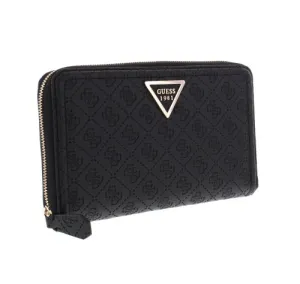 LYRA PASSPORT CASE ZIP AROUND EMBOSSED LOGO BLACK