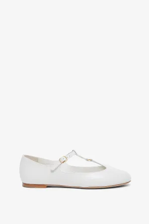 Marcie off white leather ballerina strap