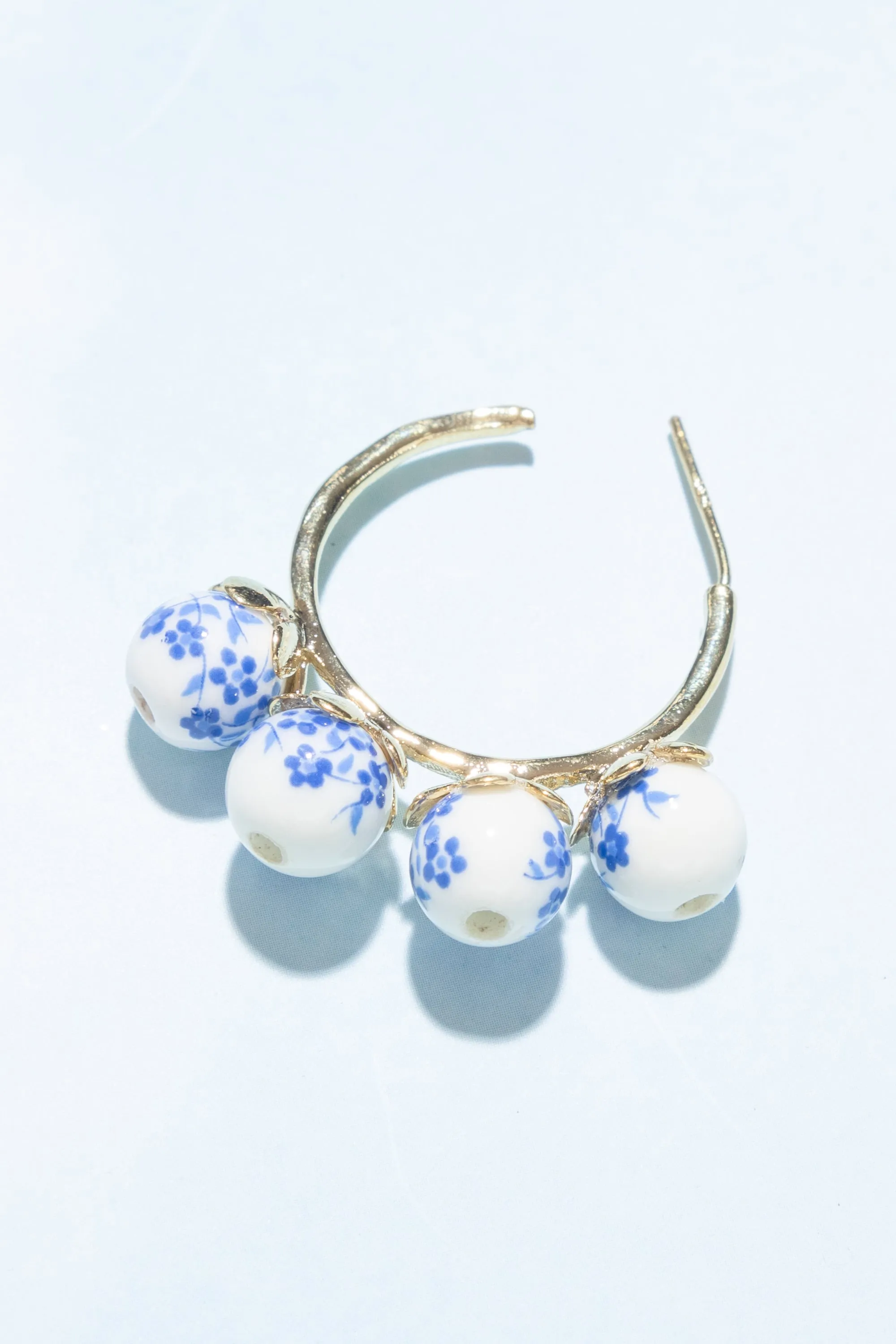 Marsha Blue White Bead Earrings