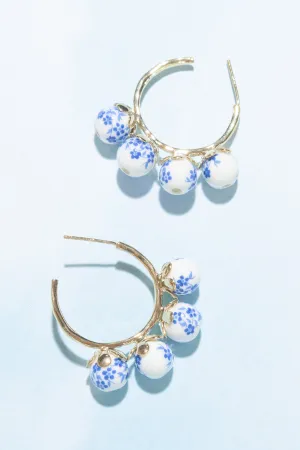 Marsha Blue White Bead Earrings