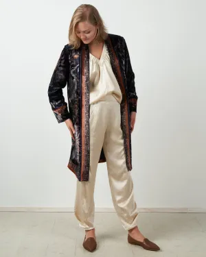 medium cave canem silk velvet midi jacket - water