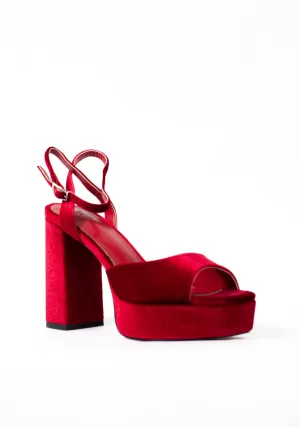 Megan wine velvet peeptoe platforms