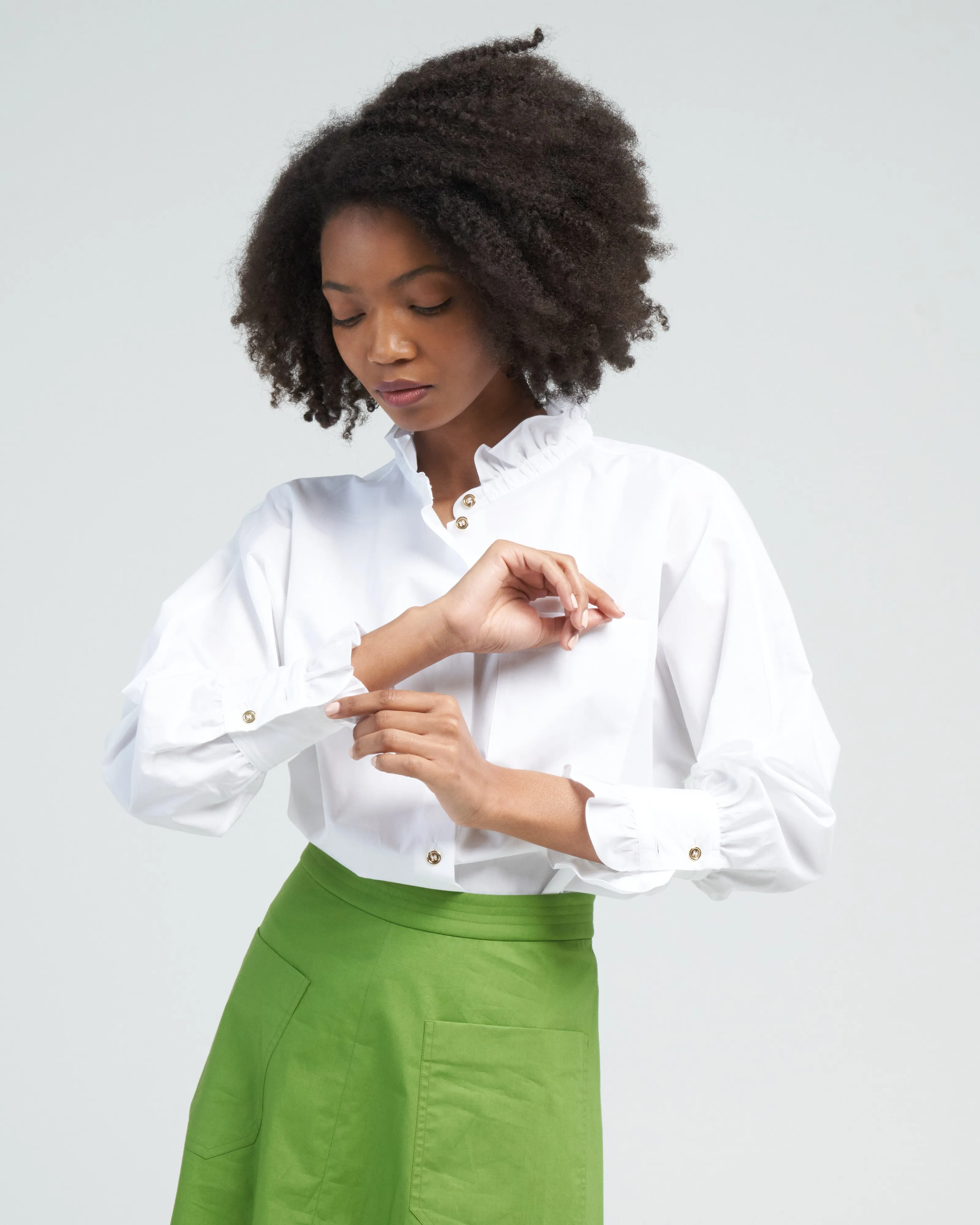 memoir 2 button front dolman sleeve - white