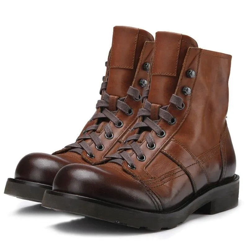 Men Genuine Leather Winter Warm Military Boots