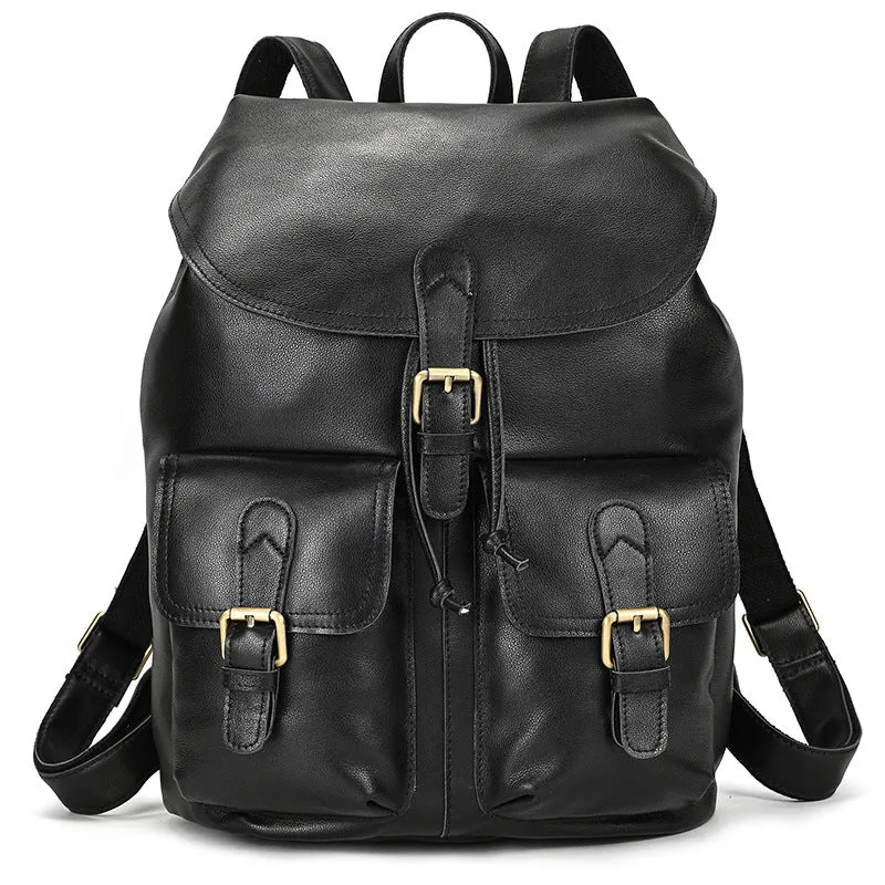 Mens Leather Backpack 15 Inch Leather Laptop Backpack Retro Travel Backpack For Mens School Backpack