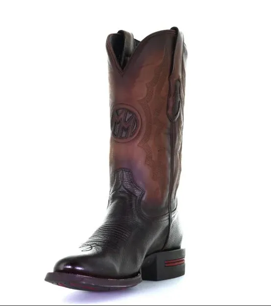 Men's Montana Leather Round Toe Boots Handcrafted Chocolate M2243