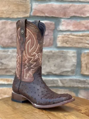 Men's Tanner Mark Brown Ostrich Print Boots