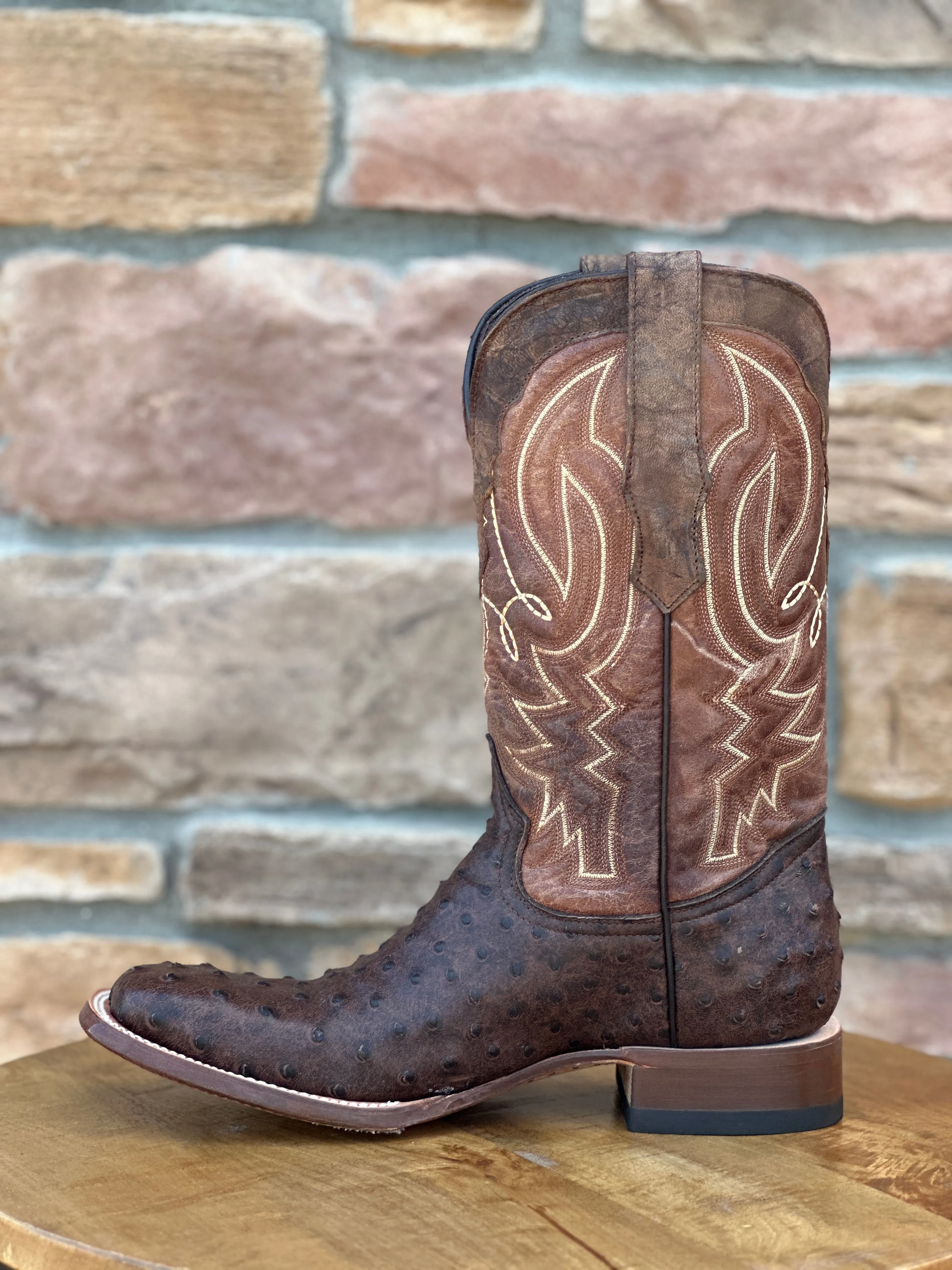 Men's Tanner Mark Brown Ostrich Print Boots