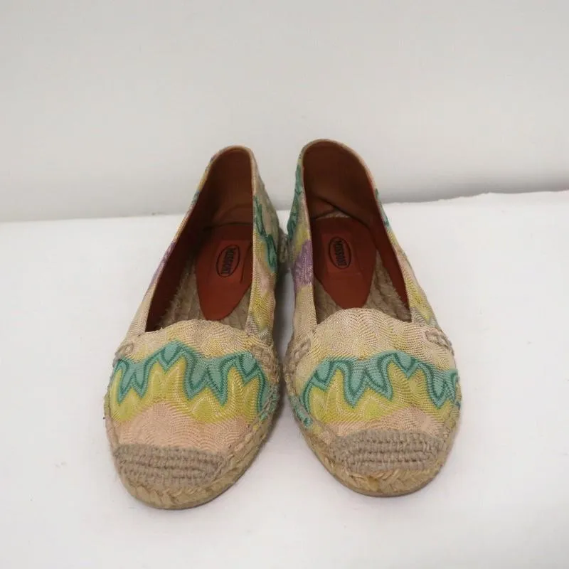 Missoni Espadrilles Pastel Multicolor Crochet Knit Size 36 Slip-On Flats