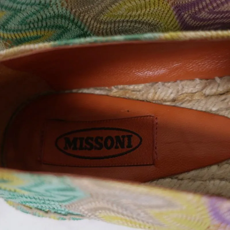 Missoni Espadrilles Pastel Multicolor Crochet Knit Size 36 Slip-On Flats