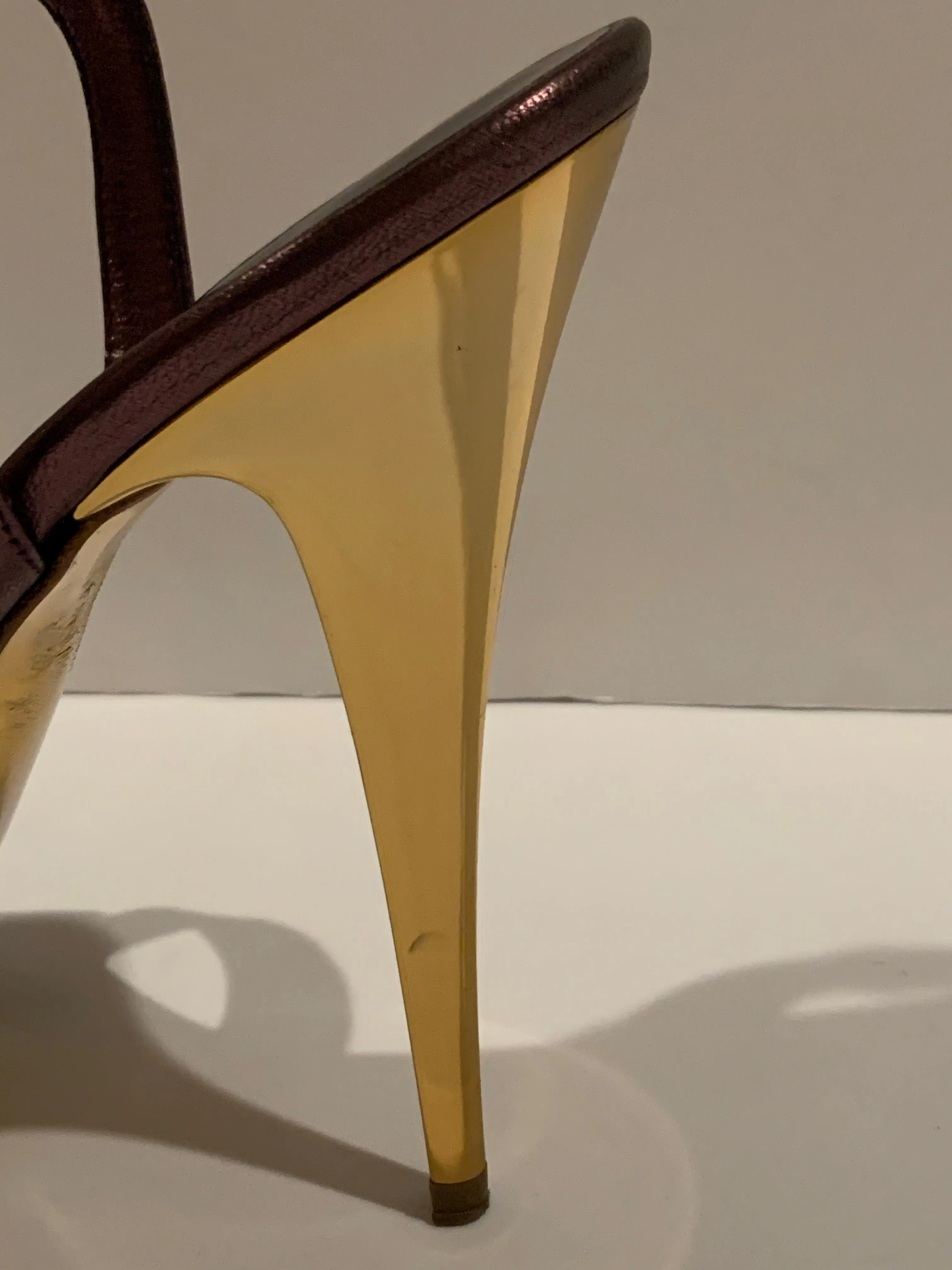 Miu Miu metallic platform ankle strap heels 38.5