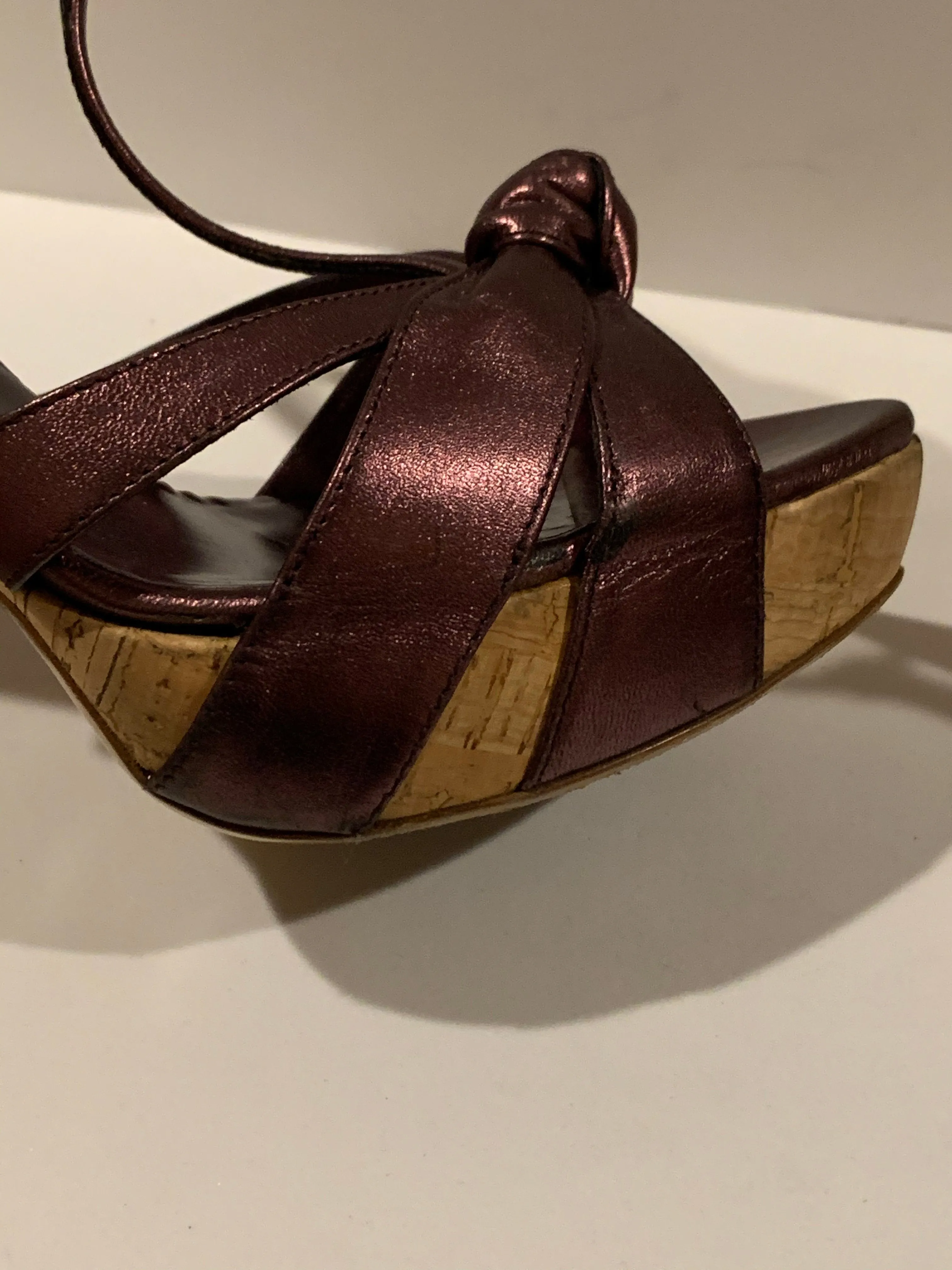 Miu Miu metallic platform ankle strap heels 38.5