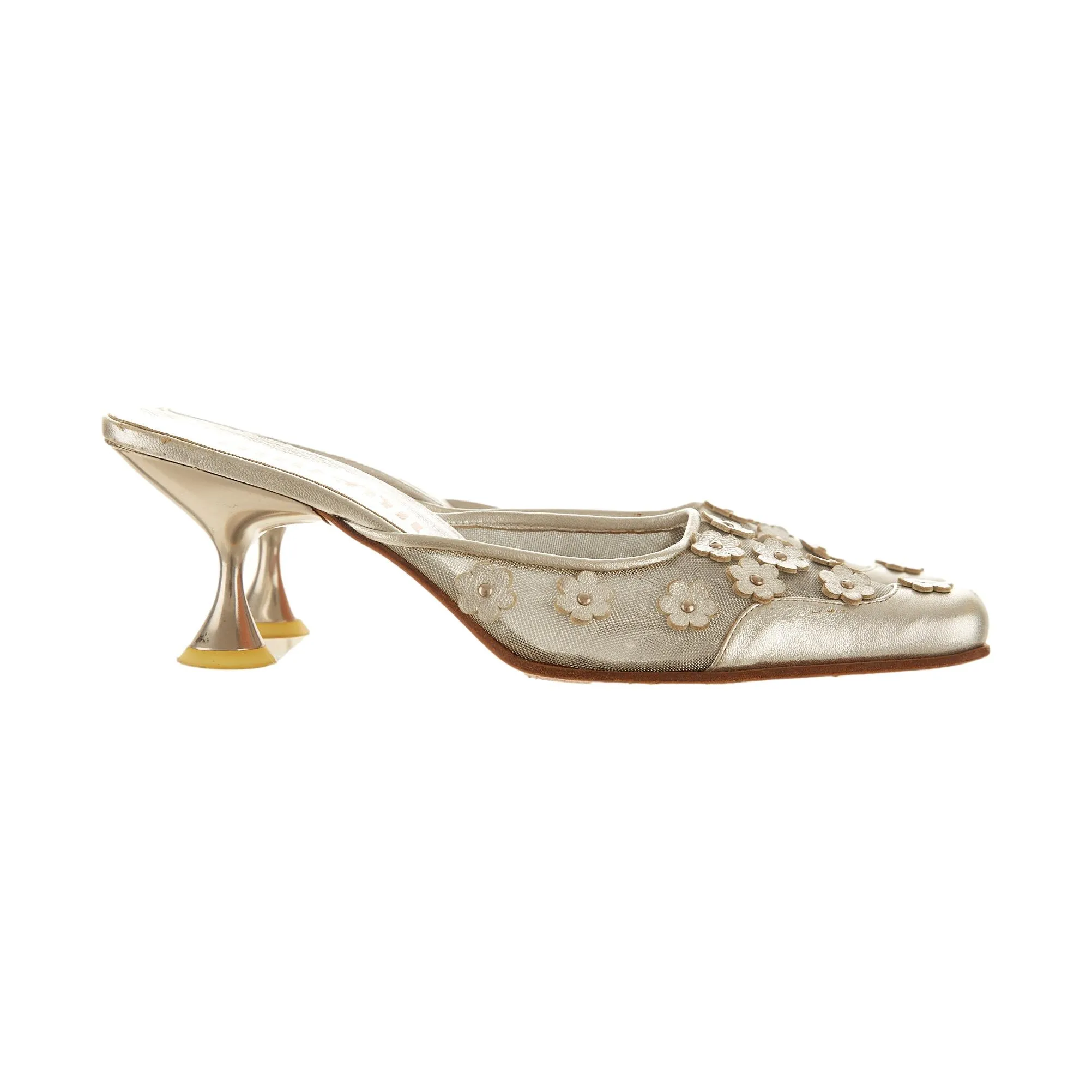 Miu MIu Silver Mesh Kitten Heels