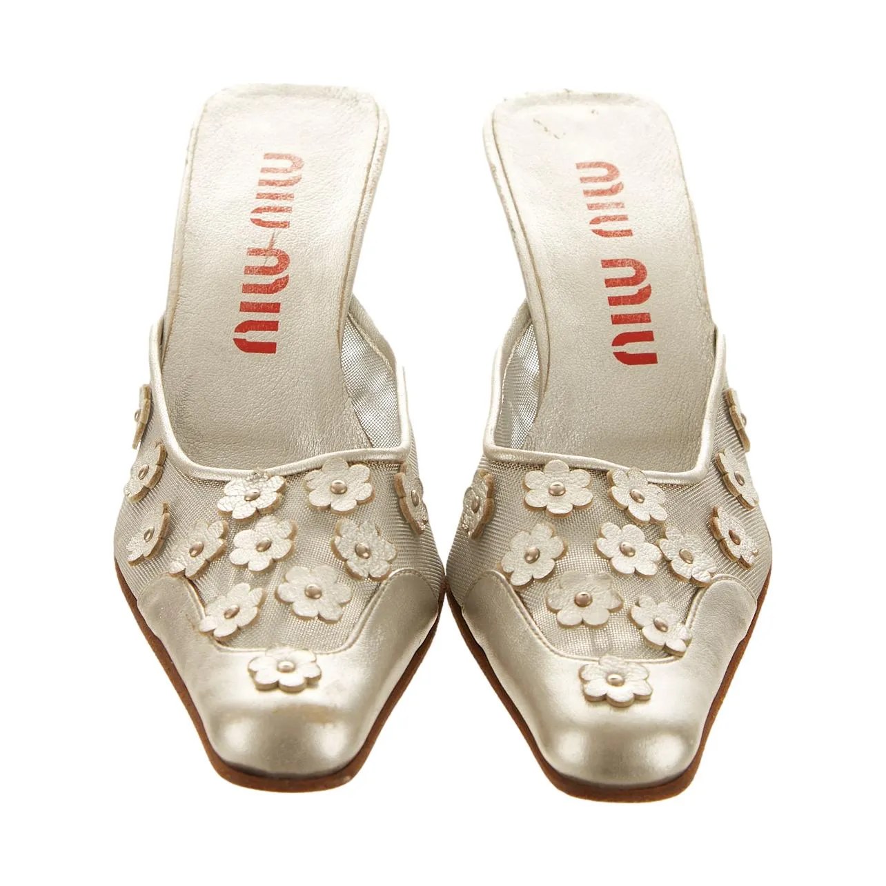 Miu MIu Silver Mesh Kitten Heels