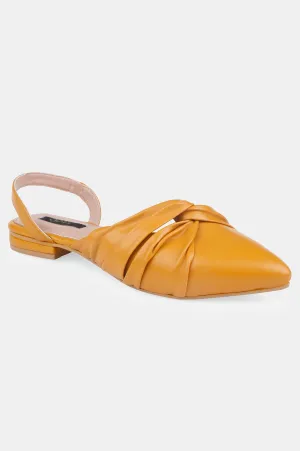 Mustard Pointed Toe Solid Flat - ZCandice
