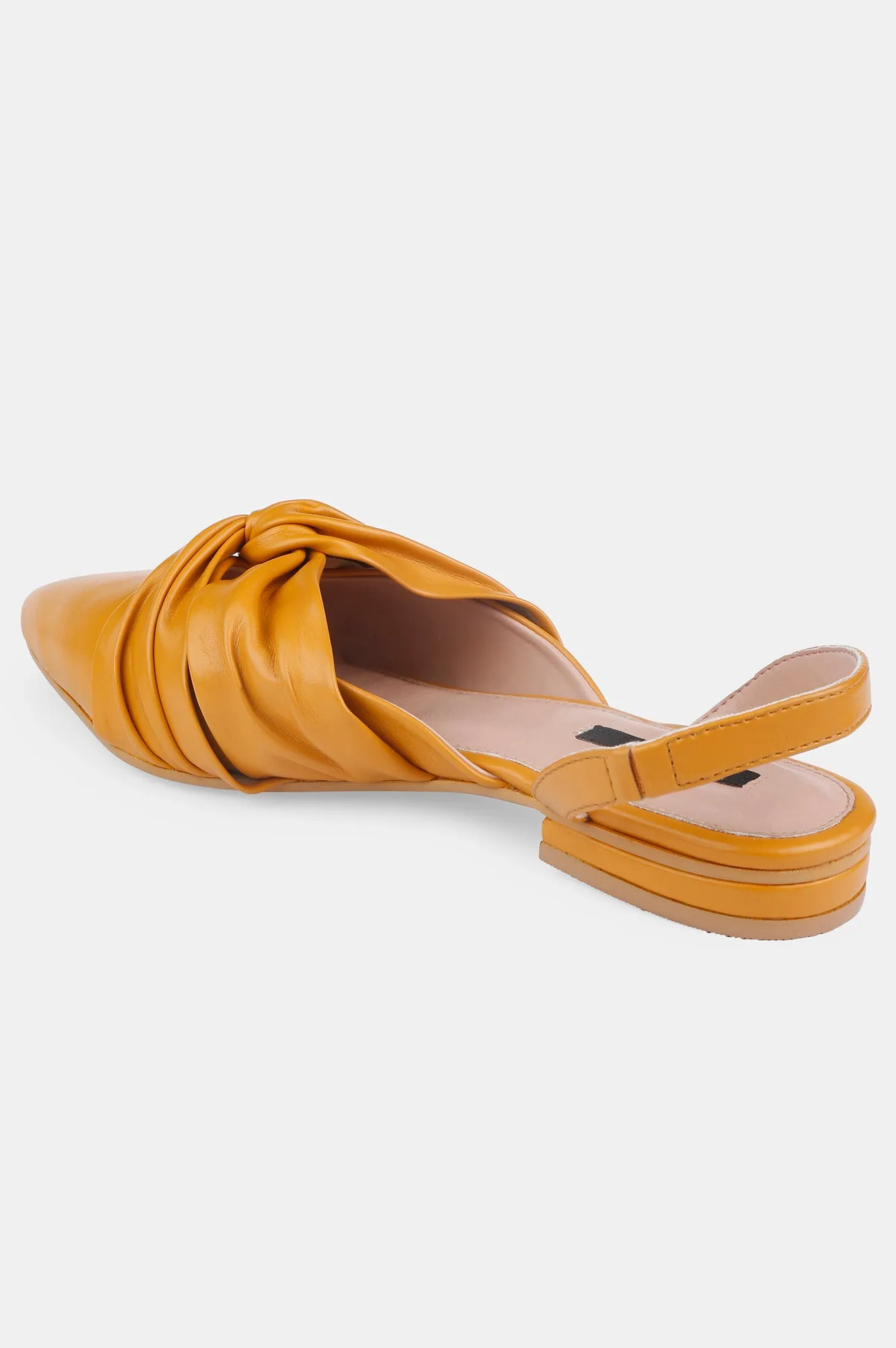 Mustard Pointed Toe Solid Flat - ZCandice