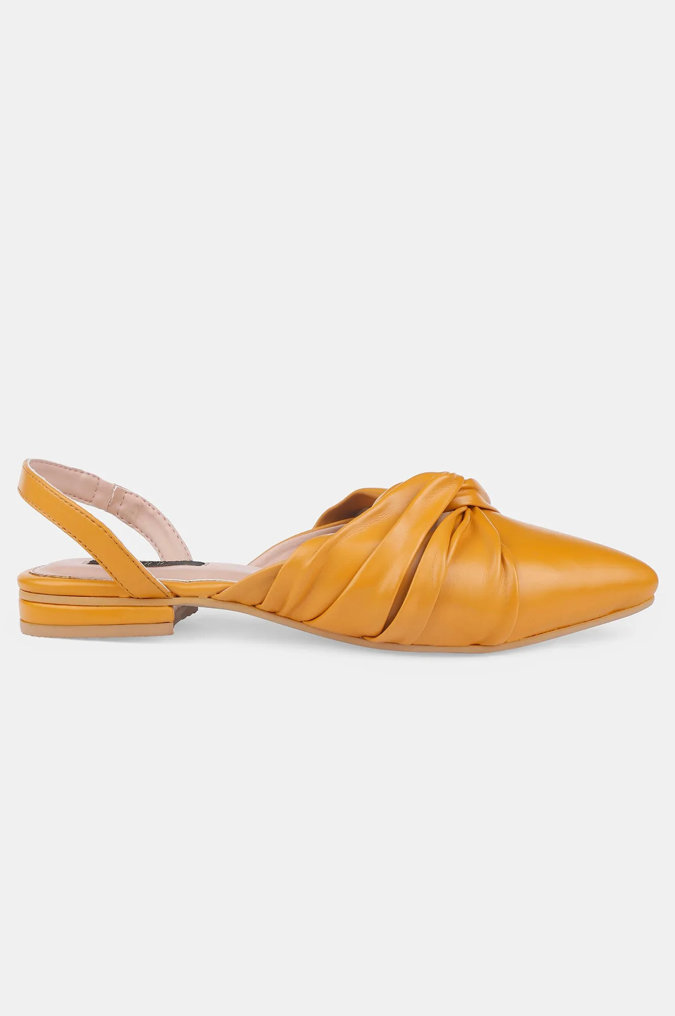 Mustard Pointed Toe Solid Flat - ZCandice