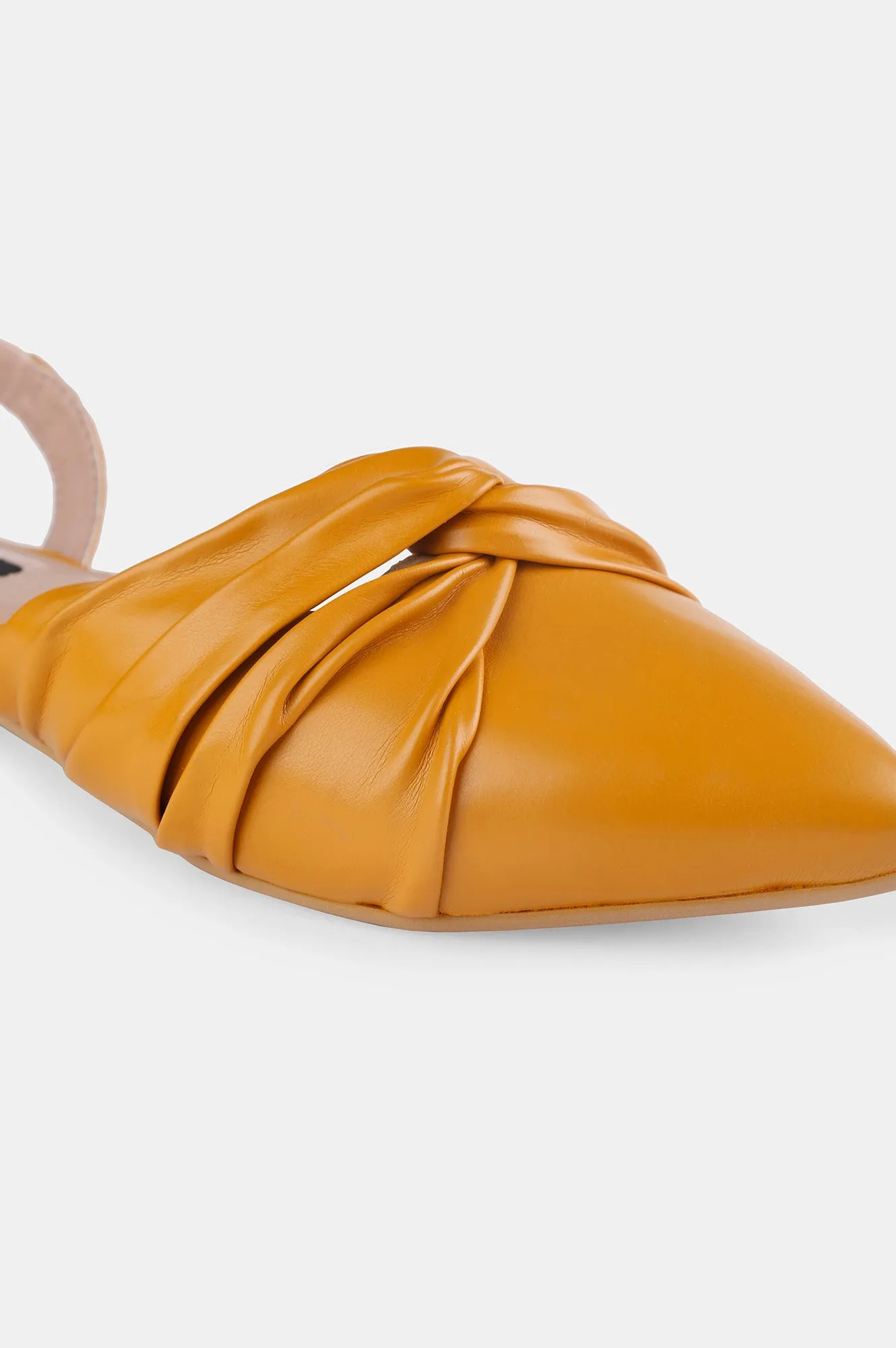 Mustard Pointed Toe Solid Flat - ZCandice