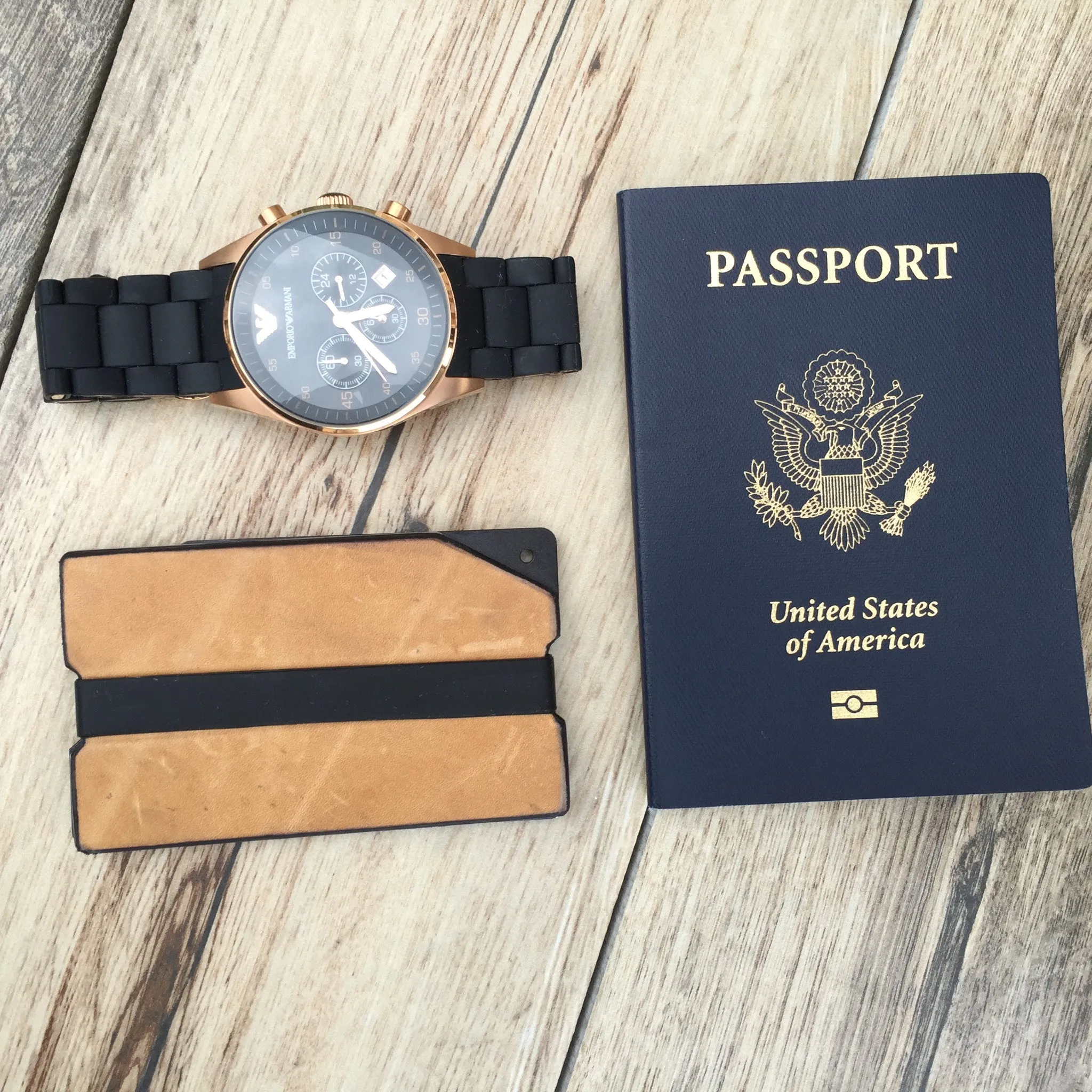 Natural Leather Aluminum Metal Wallet