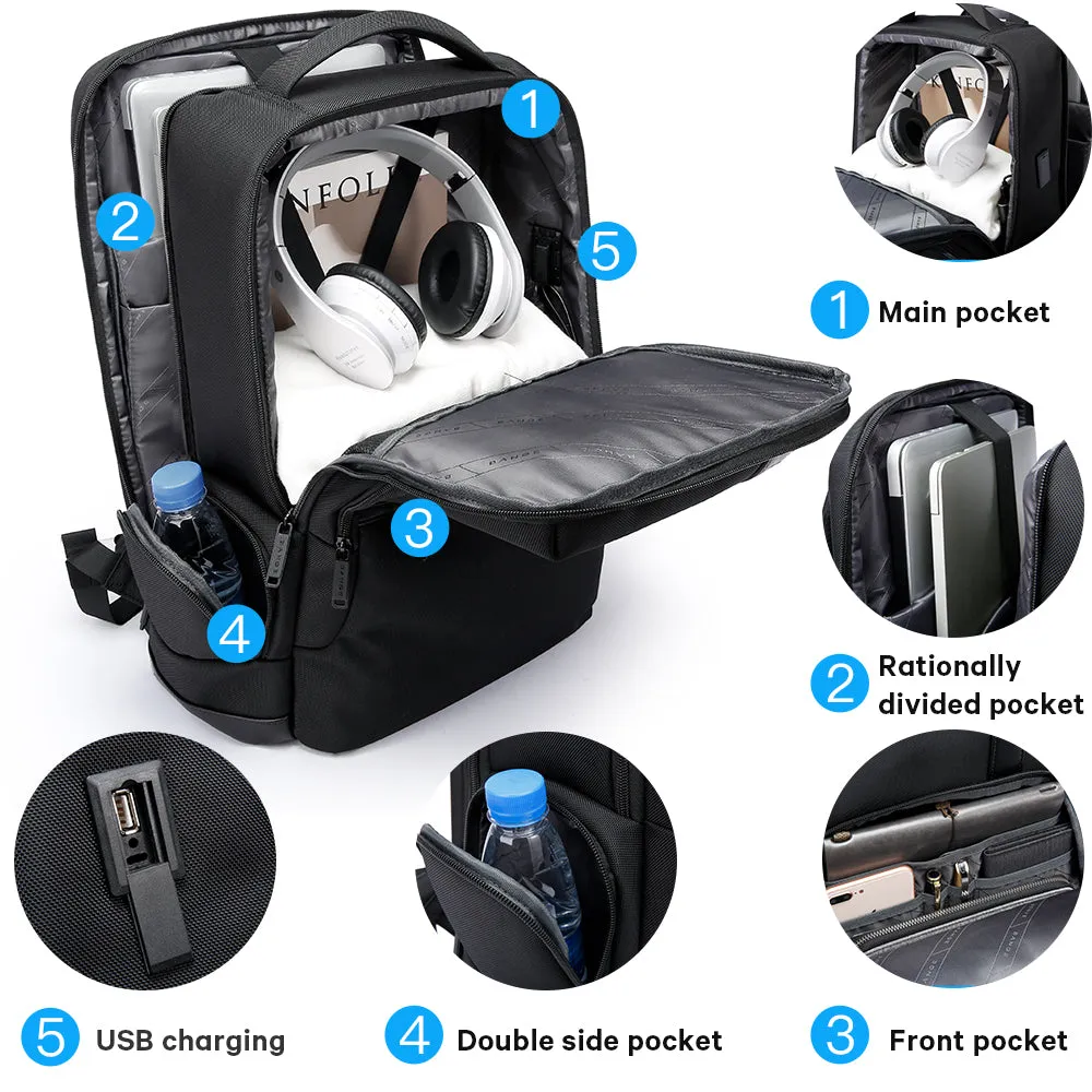 NEW BANGE 1.56Inch Laptop Backpack for Men，Business Travelling Backpacks with USB Charger Port,Weekender Carry-On Luggage Backpack