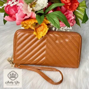 New Tan Quilted Zip Wallet