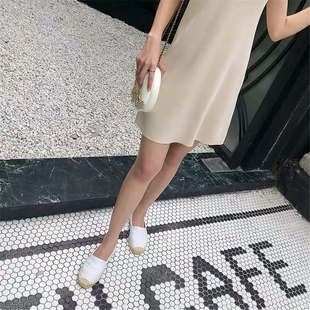 New Women Espadrilles Shoes Flat Genuine Leather Shoes Woman Casual Loafers Top Quality Spring Autumn Big Size 35-41