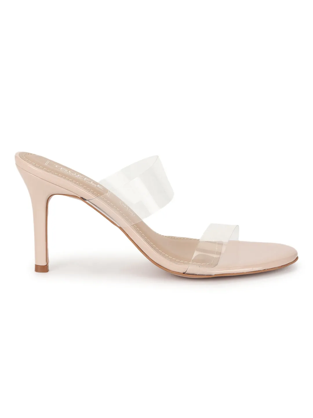 Nude Patent Perspex Clear Stiletto Mules